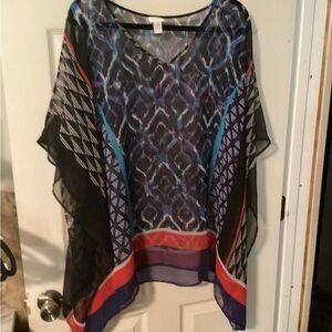 Chico's Black and Blue Sheer poncho